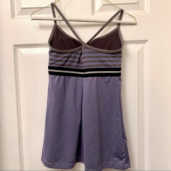 Lucy purple cross back striped athletic tank - Picture 4 of 8
